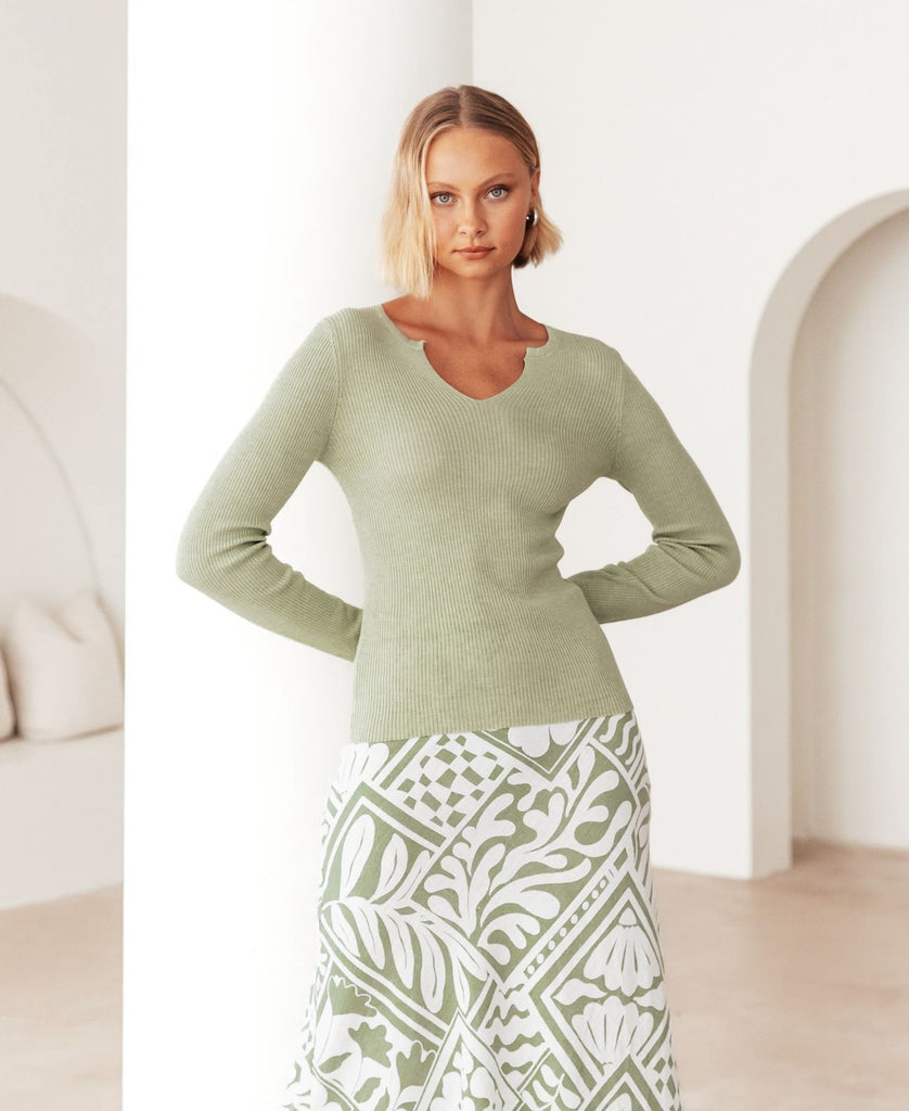 Paper Heart Green Knit Top